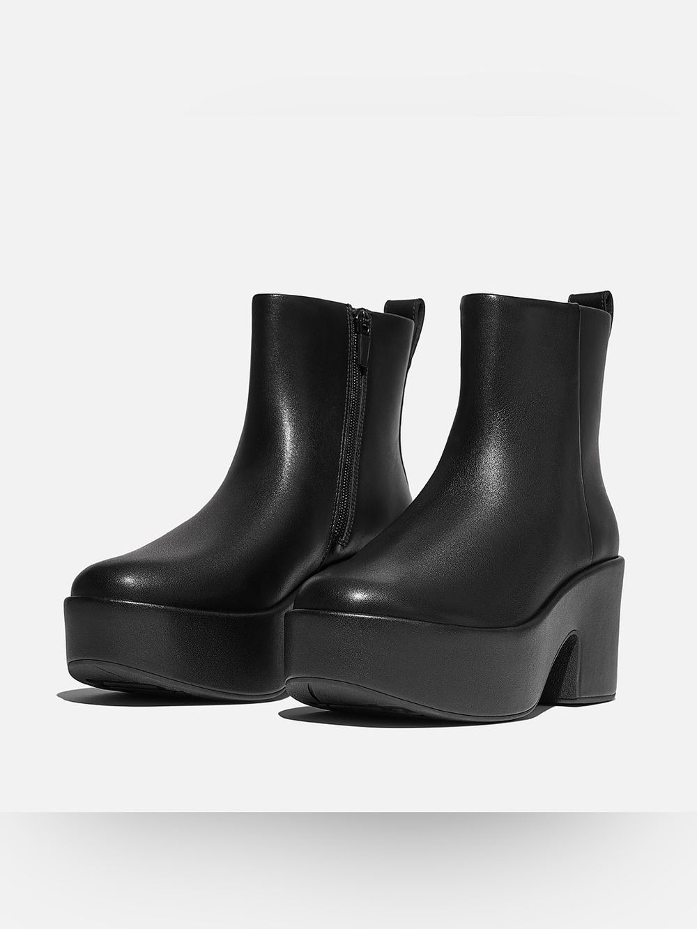 Fitflop Black PLATFFORMS Leather Heeled Ankle Boots Size US 9 / EU 41.